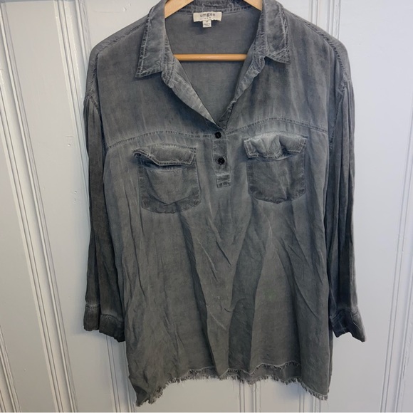 Umgee Distressed Buttondown Shirt - Picture 1 of 5
